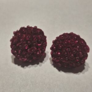 Round Cluster Stud Earrings in Deep Berry